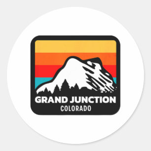 Grand Junction Colorado Skiing Snowboarding Family Classic Round Sticker