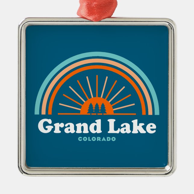 Grand Lake Colorado Rainbow Metal Ornament (Front)