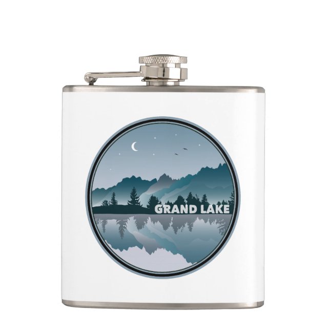 Grand Lake Colorado Reflection Hip Flask (Front)