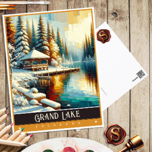 Grand Lake, Colorado Vintage Painting Postcard