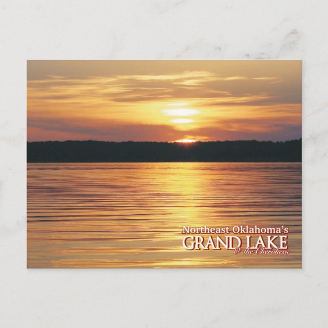Grand Lake Oklahoma post card sunset (Front)
