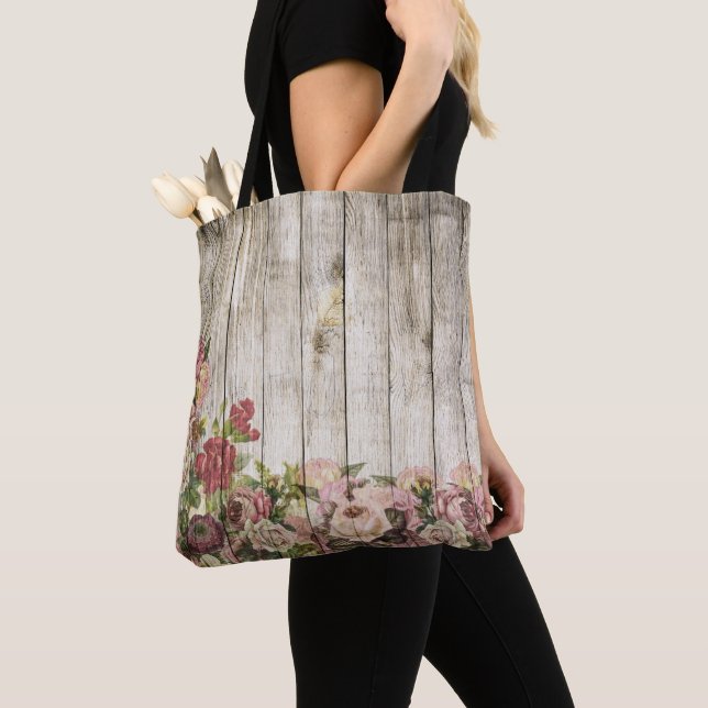 Grand magasin Sac fourre-tout d'épicerie Fleurs ro (De près)