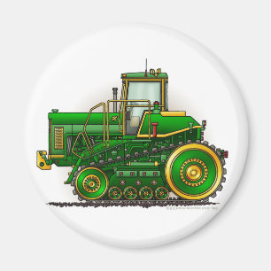 Grand magnet vert de tracteur de bouteur