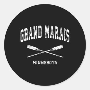 Grand Marais Minnesota Nautical Crossed Oars Classic Round Sticker