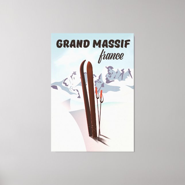 Grand Massif france ski poster art. Canvas Print (Front)