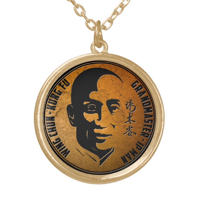 Grand Master Ip Man - Wing Chun Kung Fu Gold Plated Necklace (Front)