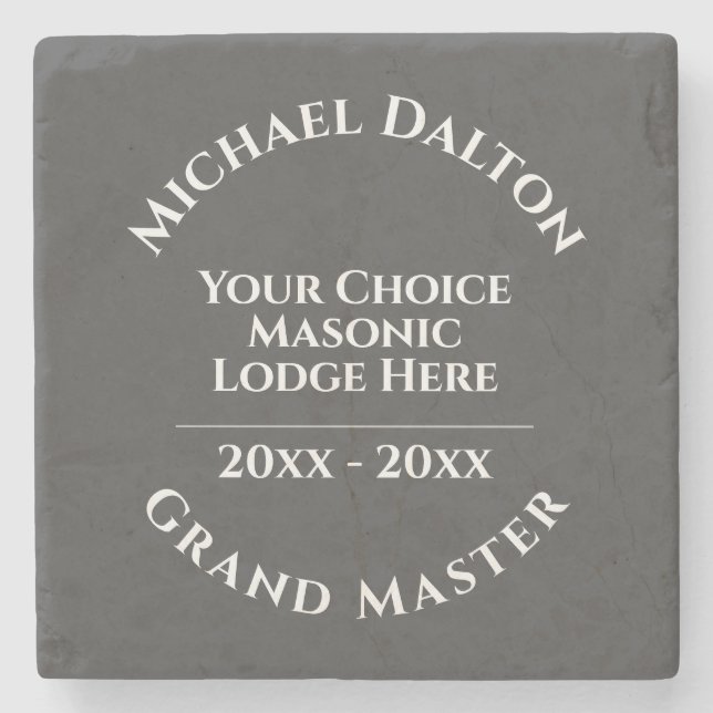 Grand Master Masonic Stone Coaster (Front)