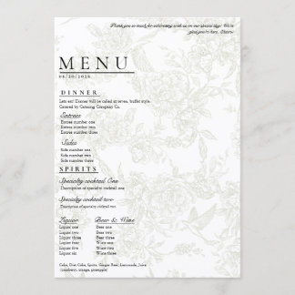 Grand Menu Floral de Mariage