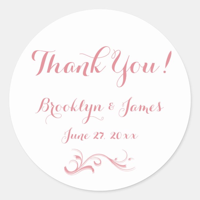 Grand Merci Personnalisé Stickers Mariage rose bla (Devant)