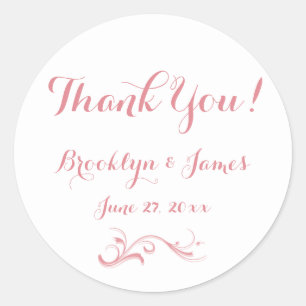 Grand Merci Personnalisé Stickers Mariage rose bla