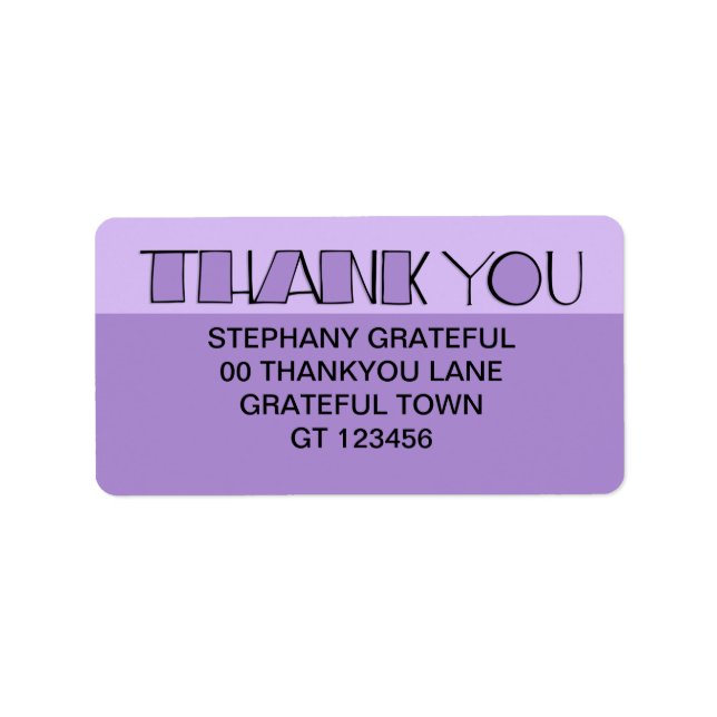 Grand Merci violet Étiquette de adresse (Devant)
