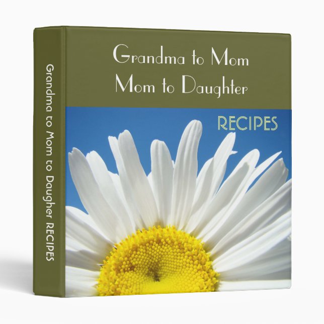 Grand-mère à maman à fille RECEPES classeurs (Devant/Côté)