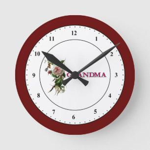 Grand-mère Antique Rose Horloge ronde