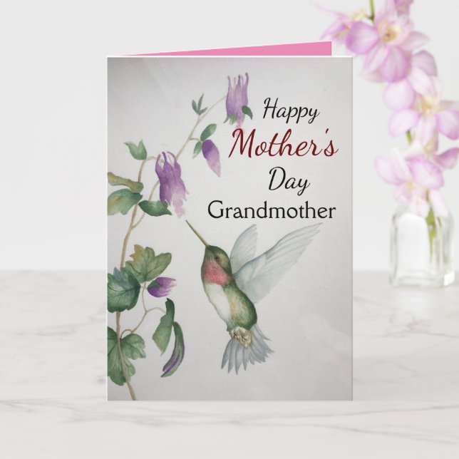 Grand-mère Bonne fête des mères Carte Colibri (Orchidée)