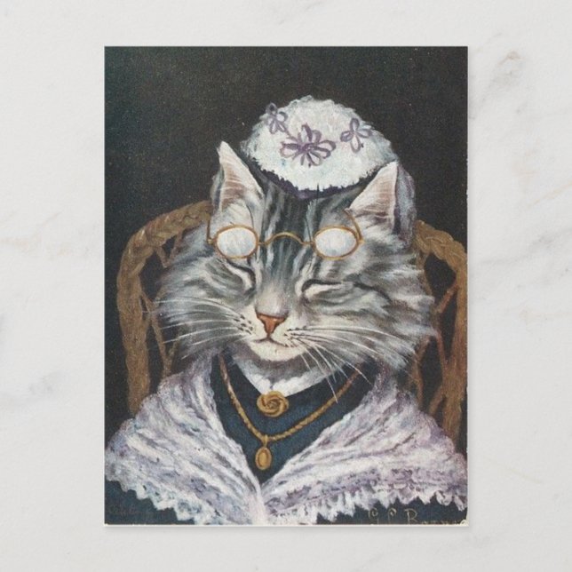Grand-mère chat postcard (Front)