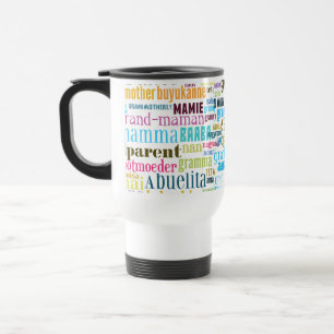 Grand-mère dans la tasse de boissons de beaucoup