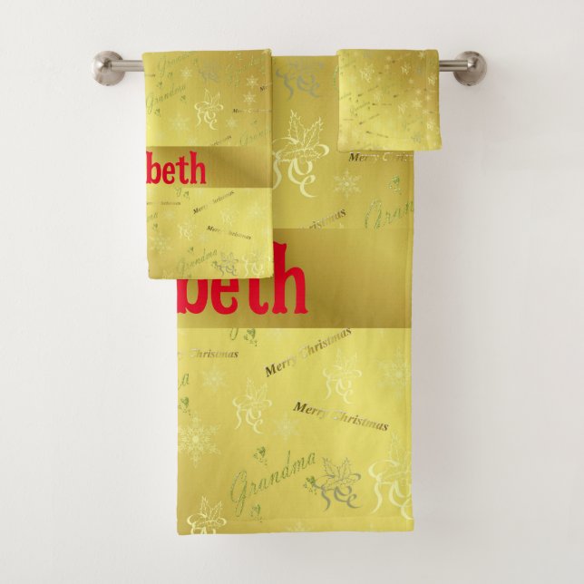 grand-mère, Ensemble de serviettes de bain, noël,  (En situation)