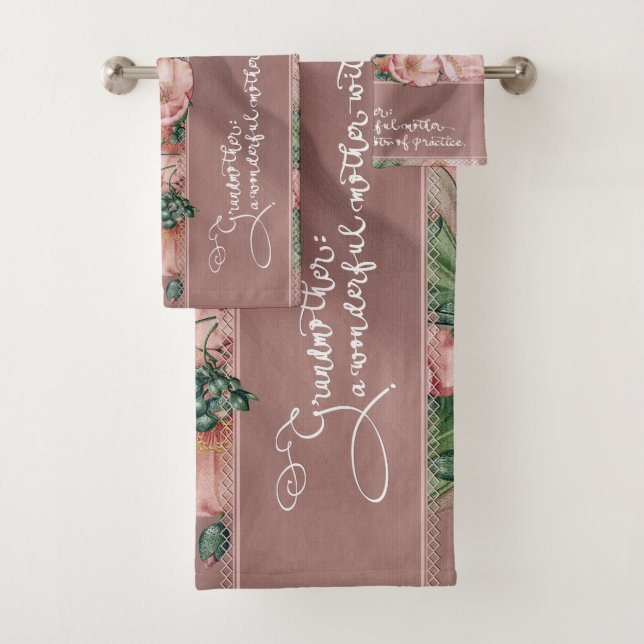 Grand-mère Floral H Serviette de bain Set avec dev (En situation)