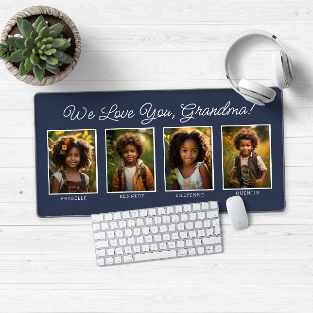 Grand-mère grand-père, aimez-vous 4 Photos (We Love You Grandma (or Grandpa!) Desk Mat Mouse Pad)