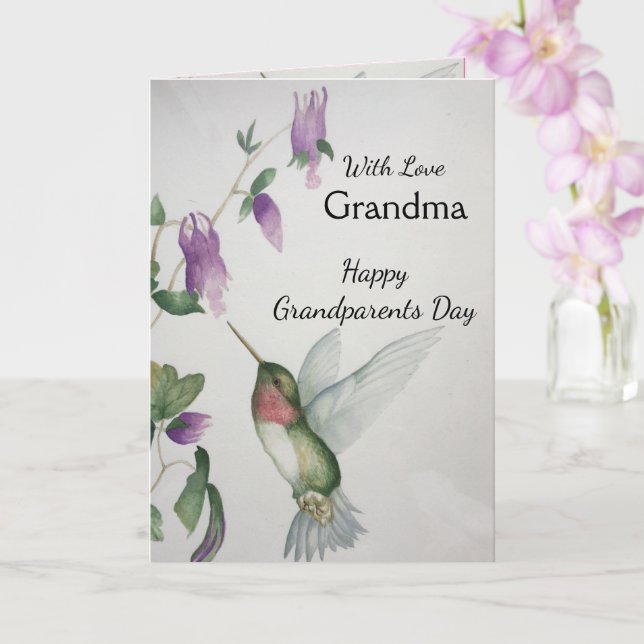 Grand-mère Joyeux Grand-parents Jour Carte Colibri (Orchidée)