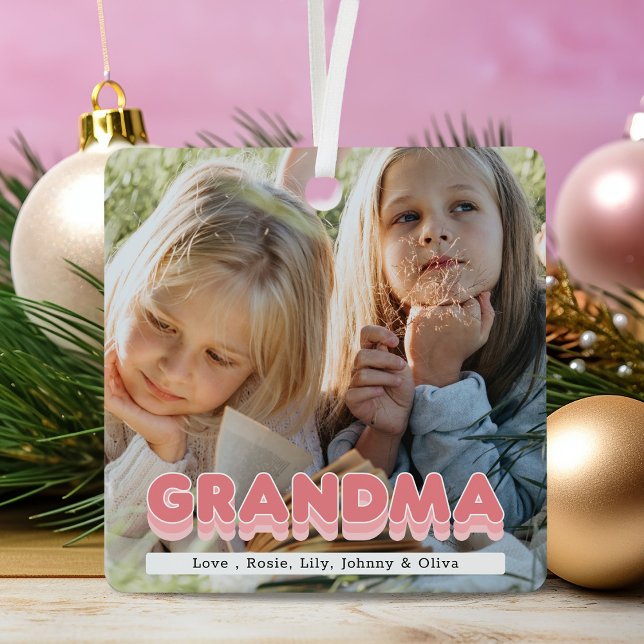 Grand-mère moderne 2 Photo Noël Ornement en métal (Créateur téléchargé)