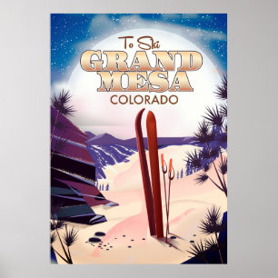 grand mesa, affiche de ski Colorado.