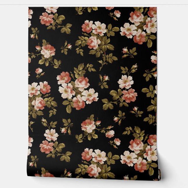 Grand Millennial Botanical Roses Summer Garden 1 Wallpaper (Unrolling)