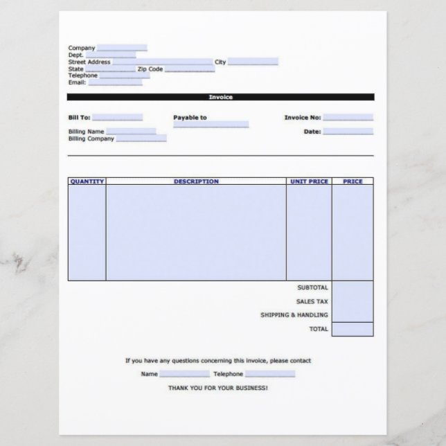 Grand modèle de facture (Devant)