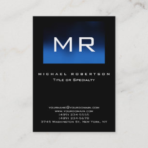 Grand Monogramme Carte de visite Bleu Bleu Noir