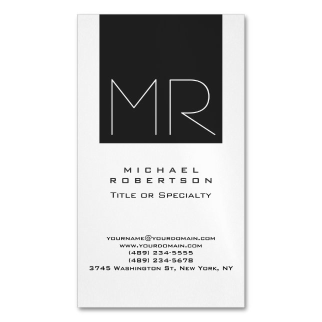 Grand Monogramme moderne Carte de visite professio (devant Vertical)