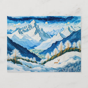 Grand Mountain Peaks with Snow-Capped Summits Holiday Postcard