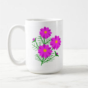 Grand mug floral aux fleurs roses vives