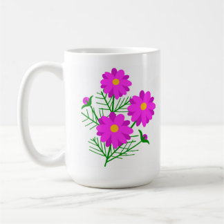 Grand mug floral aux fleurs roses vives