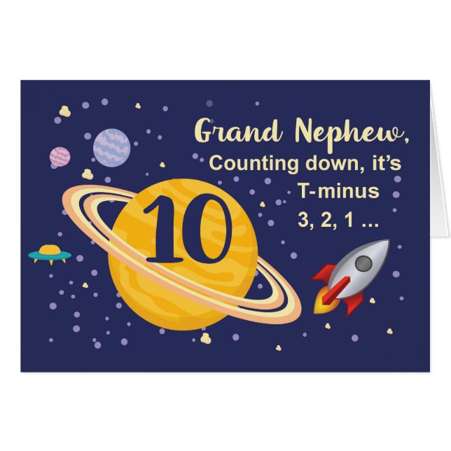 Grand Nephew 10th Birthday Planets in Outer Space (Front Horizontal)