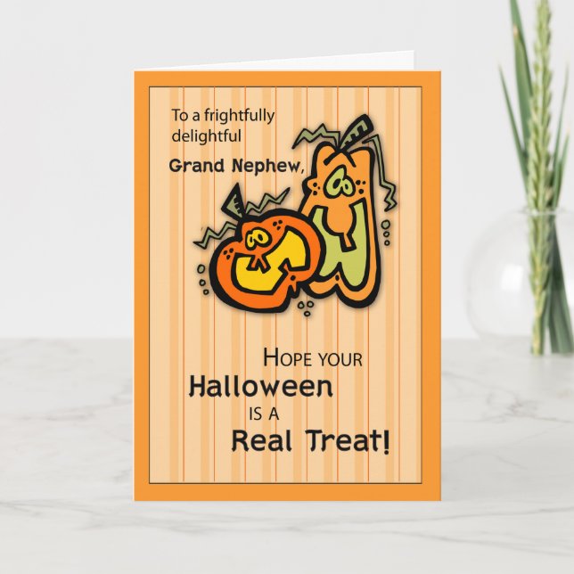 Grand Nephew Pumpkins Halloween Card (Front)