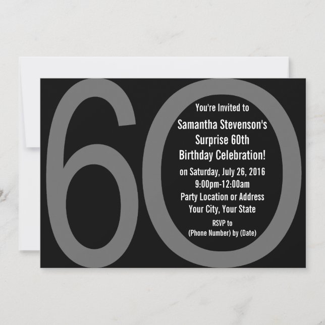 Grand nombre 6-0 60e anniversaire Invitations de f (Devant)