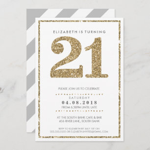 GRAND NOMBRE D'ÂGE INVITATION moderne 21 parties s