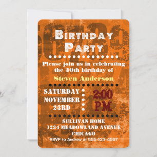 Grand nombre de gras sur Brown Orange Invitation d