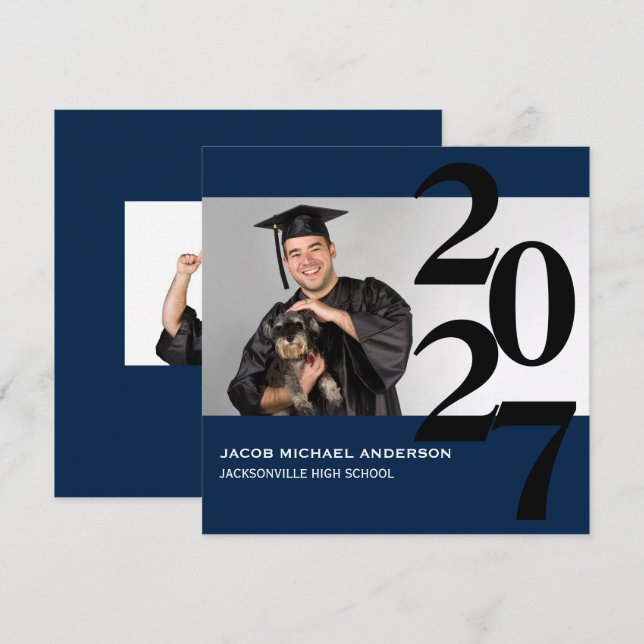 Grand nombre hors centre - Faire-part de diplôme (Devant / Derrière)