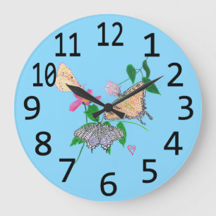 Grand Nombre Joli Papillons Horloge murale