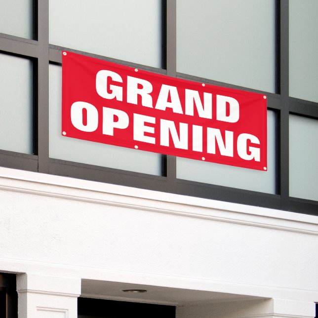 Grand Opening Advertising New Business Red White Banner (Outside Building)