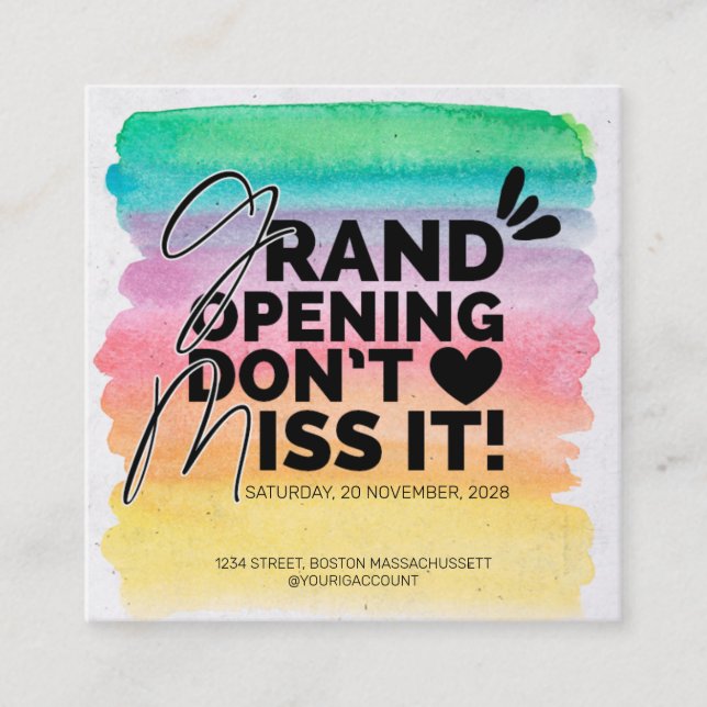 Grand Opening announcement flyer card (Front)