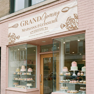 Grand Opening Bakery Business Floral Whisk Spoon Banner