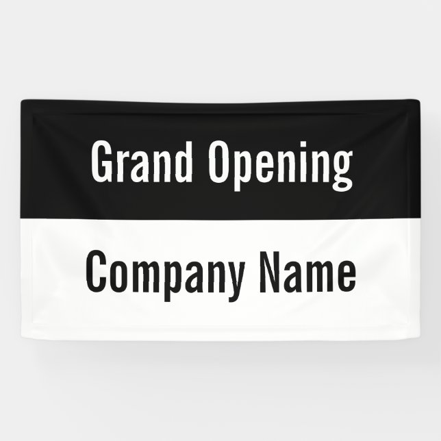 Grand Opening Black and White Business Template Banner (Horizontal)