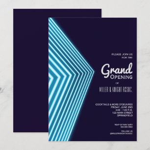 Grand Opening Blue Neon Invitations