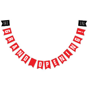Grand Opening Bright Red and White Your Logo Here Bunting Flags