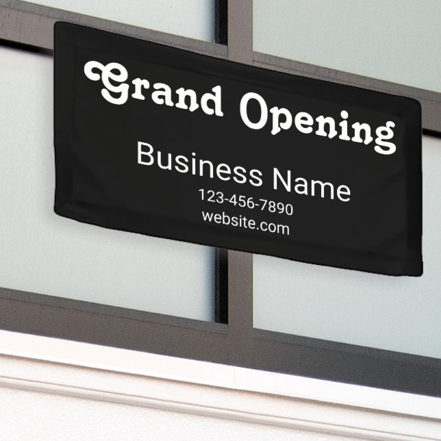 Grand Opening Business Name Phone Website Black Banner (Outside Building)