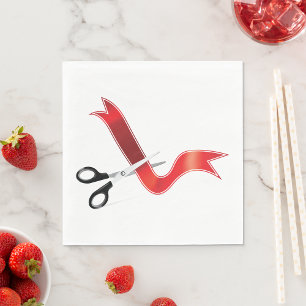 Grand Opening Celebration Scissors Cutting Ribbon  Napkin