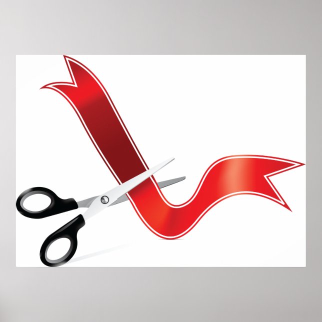 Grand Opening Celebration Scissors Cutting Ribbon  Poster (Front)