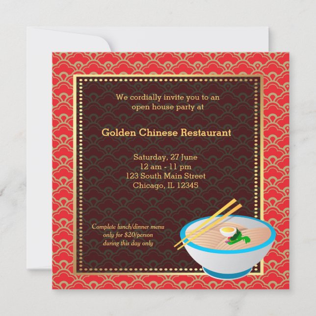 Grand Opening Chinese Restaurant Invitation (Front)